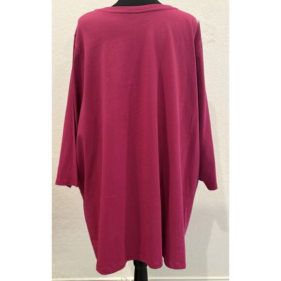 Woman Within Women’s Magenta 3/4 Sleeve Tunic Top Size 3X - Picture 3 of 4
